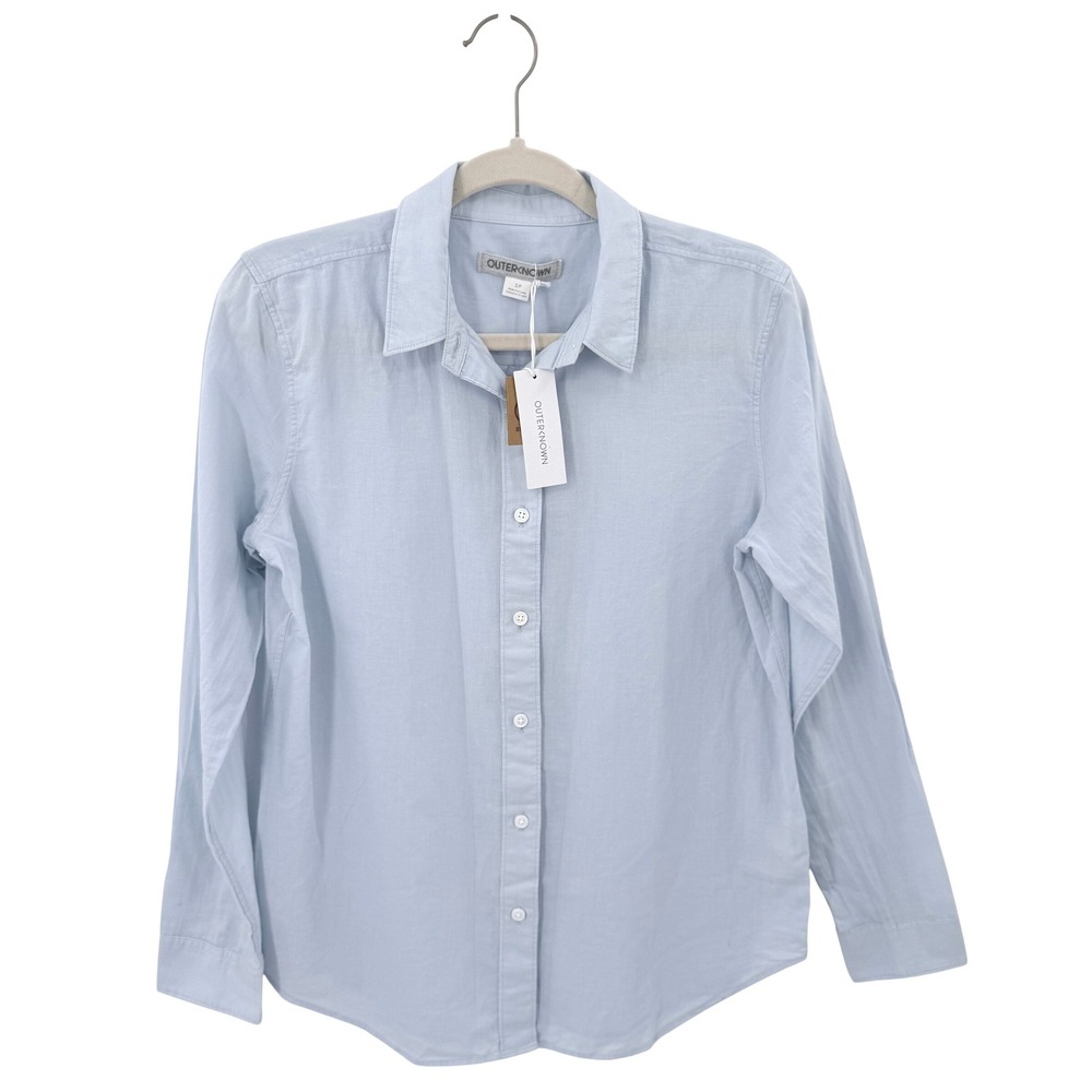 Outerknown Womens Light Blue Organic Cotton Button Down Shirt 2320102 Small NWT